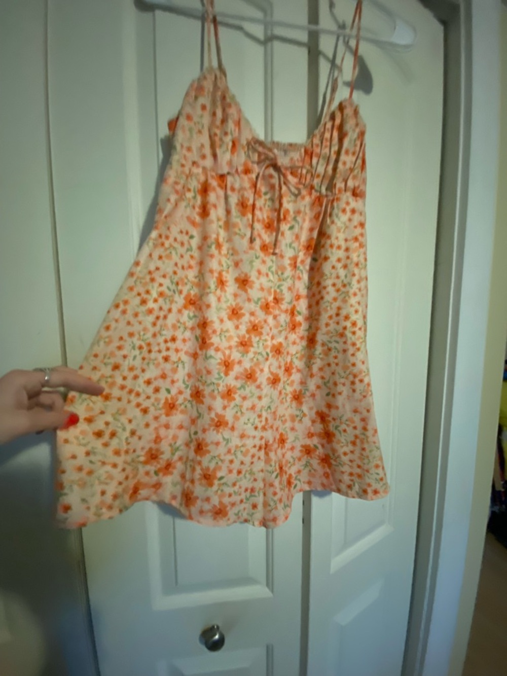 American Eagle Floral Orange & Cream Romper